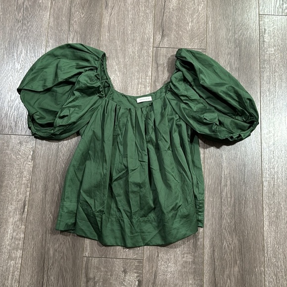 Rebecca Taylor Women's Tulip Sleeve Top emerald green size 2 - Picture 5 of 7